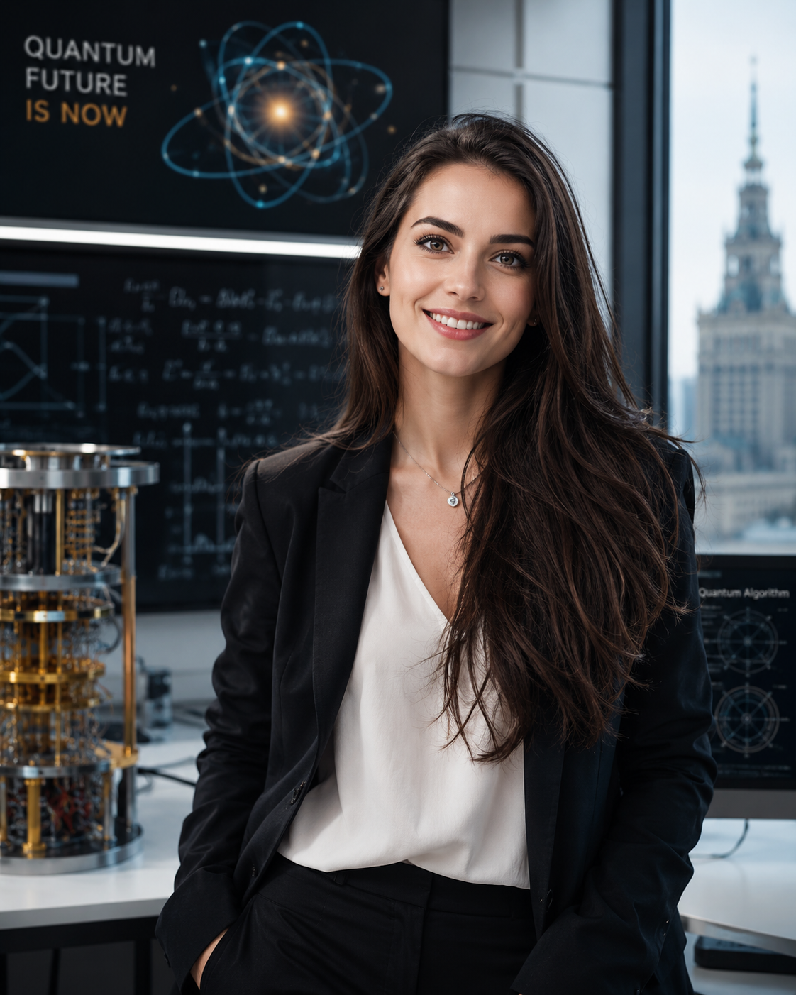 Dr. PS, Founder and CEO of QuantQ, in a quantum computing laboratory